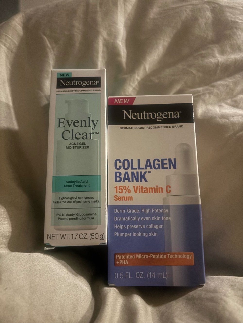 Neutrogena acne gel moisturizer and Vitamin C